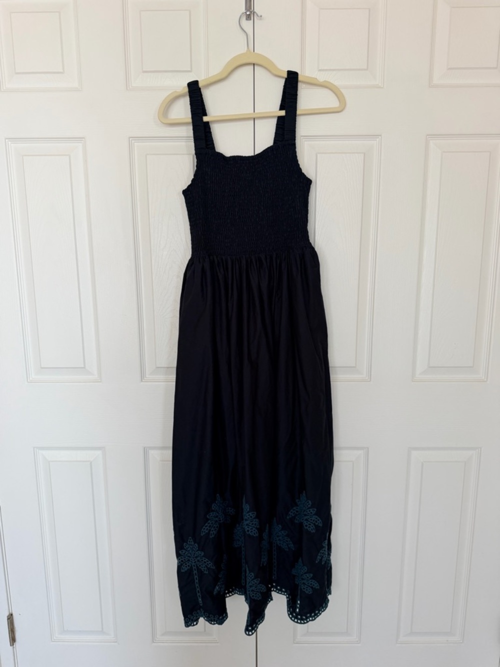 Marine Layer Selene Black Embroidered Maxi Sundress with Smocked Bodice - Picture 2 of 4